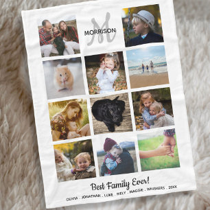 Family Monogram Photo Collage 11 Instagram Photos Fleece Blanket