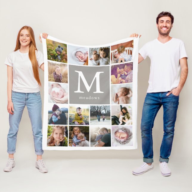 Family Monogram Photo Fleece Blanket (In Situ)