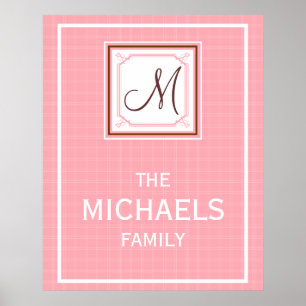 Family Monogram Poster - Pink Check