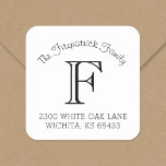 Family Monogram Square Address Labels<br><div class="desc">Custom return address stickers personalised with your family monogram and address. Use the design tools to change the background colour and fonts to further customise your own unique design.</div>