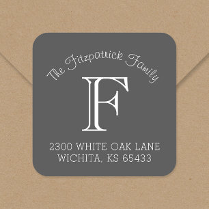 Family Monogram Square Address Labels