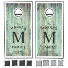 Family Monogram | Teal Green Wood Styled Beach