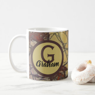 Family Monogram Yellow Marble Pattern Initial Coffee Mug