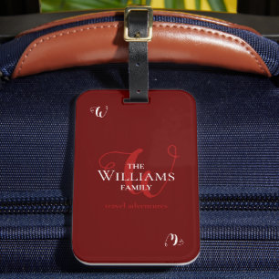 Family Monogrammed Dark Red  Luggage Tag