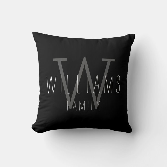 Family Monogrammed Throw Pillow (Front)