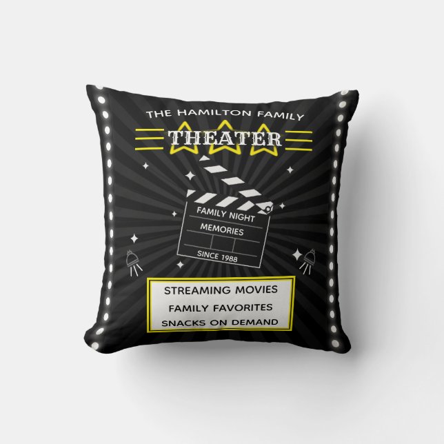 Family Movie Theater Any Name Casting Theme Cushion (Front)
