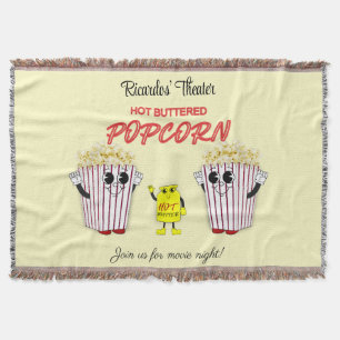 Family Movie Theater with Hot Buttered Popcorn  Throw Blanket
