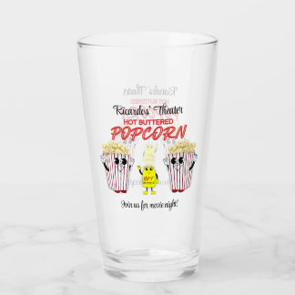 Family Movie Theatre Fun Popcorn Mascots Pint Beer Glass