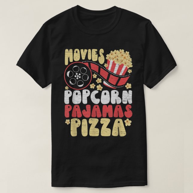 Family Movie Watching Night Popcorn  T-Shirt (Design Front)