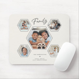 Family Multi Photo Collage Modern Personalized Mouse Mat