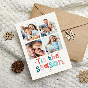 FAMILY MULTI PHOTO fun colourful Tis the Season Announcement