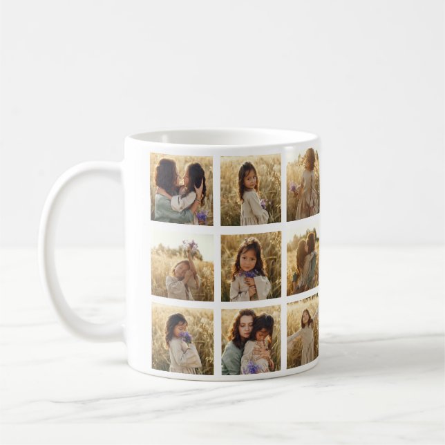 Family multi photo heart quote elegant stylish coffee mug (Left)