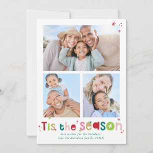 FAMILY MULTI PHOTO modern fun colour typography Holiday Card