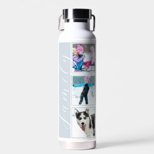 Family Multi Photo Strip in Powder Blue Water Bottle