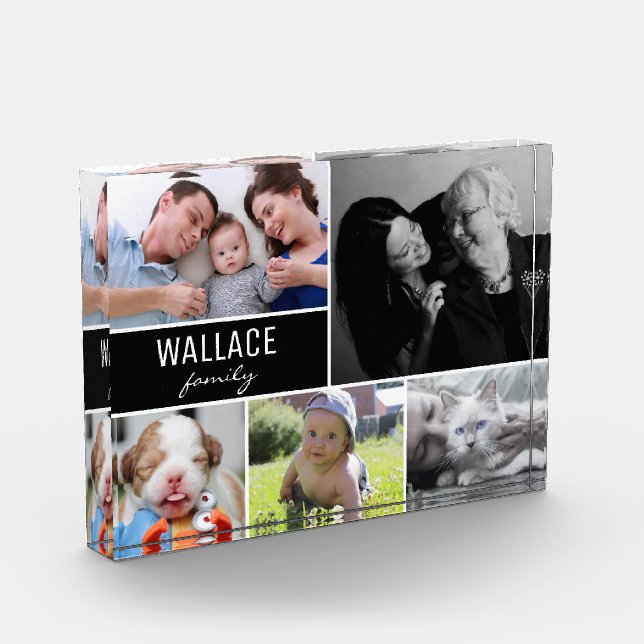 Family Multiple Photo Collage Christmas Gift Block (Left)