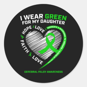 Family Mum Dad I Wear Green For My Daughter Cerebr Classic Round Sticker