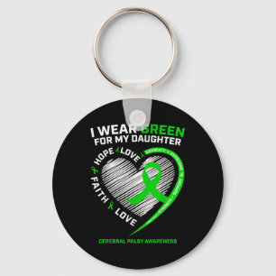 Family Mum Dad I Wear Green For My Daughter Cerebr Key Ring
