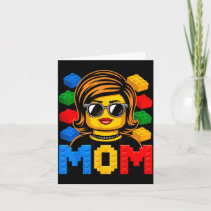 Family mum master builder building bricks blocks card