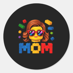Family mum master builder building bricks blocks classic round sticker