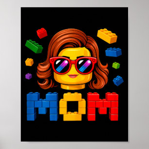 Family mum master builder building bricks blocks poster
