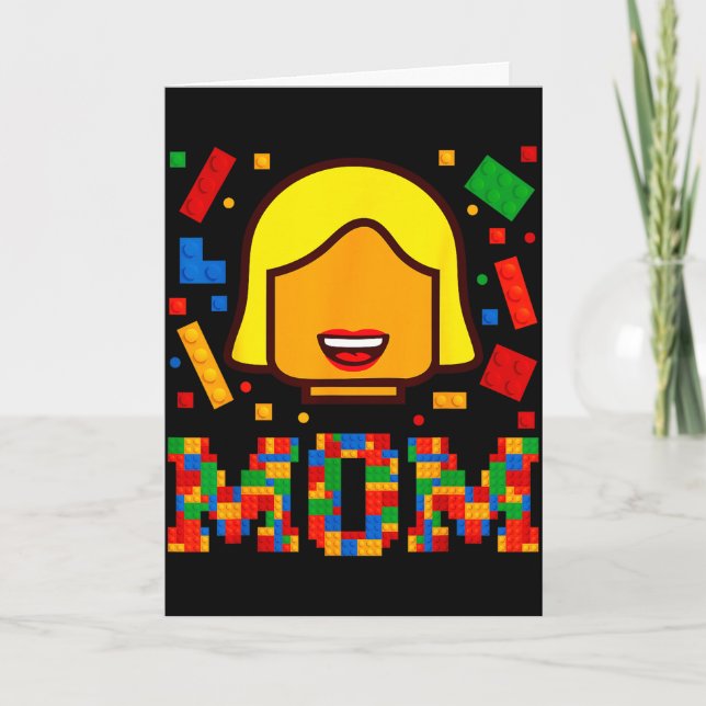 Family mum master builder building bricks blocksFa Card (Front)