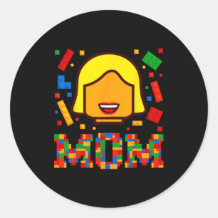 Family mum master builder building bricks blocksFa Classic Round Sticker