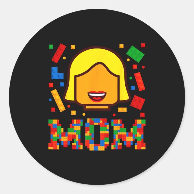 Family mum master builder building bricks blocksFa Classic Round Sticker (Front)