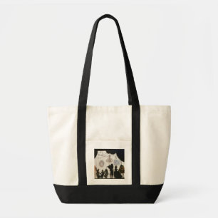 Family Musical Scene, silhouette (black paint on g Tote Bag
