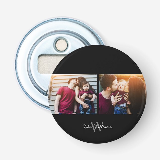 Family Name 2-Photo Collage Bottle Opener (Front)