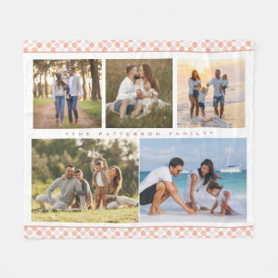 Family Name 5 Photo Collage Pink Girly Modern Fleece Blanket