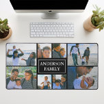 Family Name 8 Photo Collage Black Desk Mat<br><div class="desc">This beautifully designed Family Name 8 Photo Collage Desk Mat is a perfect blend of functionality and sentimentality. Made from durable, high-quality materials, the desk mat offers ample space to house eight carefully chosen photos of your family members. It boasts a stunning coloured background that amplifies the colour of the...</div>