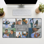 Family Name 8 Photo Collage Grey Desk Mat<br><div class="desc">This beautifully designed Family Name 8 Photo Collage Desk Mat is a perfect blend of functionality and sentimentality. Made from durable, high-quality materials, the desk mat offers ample space to house eight carefully chosen photos of your family members. It boasts a stunning coloured background that amplifies the colour of the...</div>