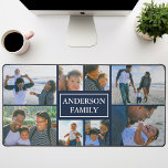 Family Name 8 Photo Collage Navy Blue Desk Mat<br><div class="desc">This beautifully designed Family Name 8 Photo Collage Desk Mat is a perfect blend of functionality and sentimentality. Made from durable, high-quality materials, the desk mat offers ample space to house eight carefully chosen photos of your family members. It boasts a stunning coloured background that amplifies the colour of the...</div>