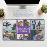 Family Name 8 Photo Collage Purple Desk Mat<br><div class="desc">This beautifully designed Family Name 8 Photo Collage Desk Mat is a perfect blend of functionality and sentimentality. Made from durable, high-quality materials, the desk mat offers ample space to house eight carefully chosen photos of your family members. It boasts a stunning coloured background that amplifies the colour of the...</div>