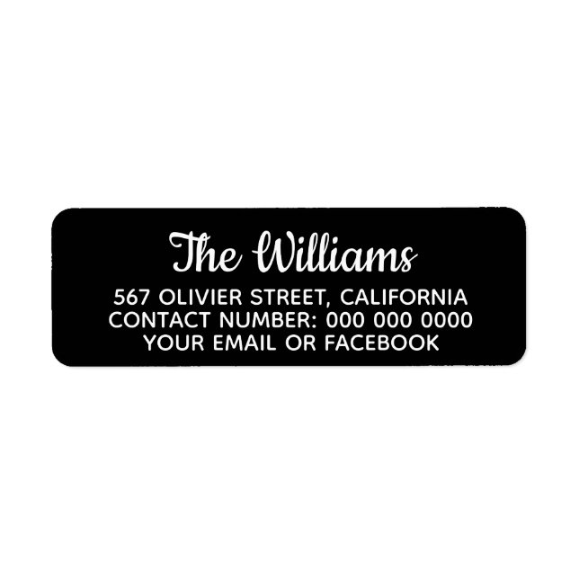family name + address information on black (Front)