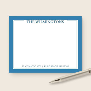 Family Name Address Patina Blue Modern Stationery Card