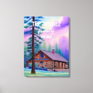 Family name and established date with pastel sky canvas print