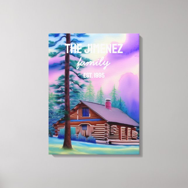 Family name and established date with pastel sky canvas print (Front)