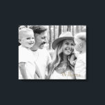 Family Name B/W Portrait Large  Canvas Print<br><div class="desc">Family Black and White Portrait Canvas.  Large.  Typography.  Black and white filter applied to portrait.  Family Name.  Script.</div>