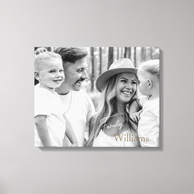 Family Name B/W Portrait Large  Canvas Print (Front)