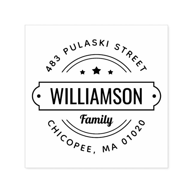 Family Name Badge Return Address Stamp (Design)