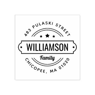 Family Name Badge Return Address Stamp