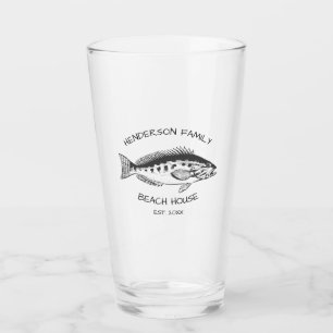 Family Name Beach House Fish Glass