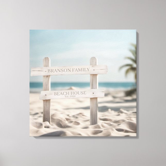 Family Name Beach House Sign Photo Coastal Decor (Front)