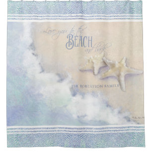 Family Name Beach Ocean Waves Sand Starfish Shower Curtain