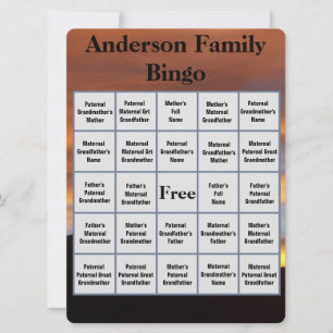 Family Name Bingo and Reunion Sunset Photo