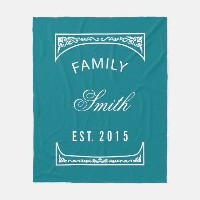 Family Name Biscay Bay Elegant Personalised Fleece Blanket (Front)