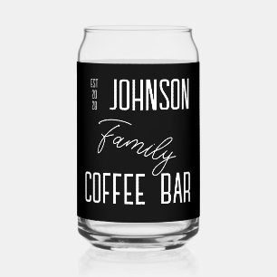 Family Name Black and White Coffee Can Glass