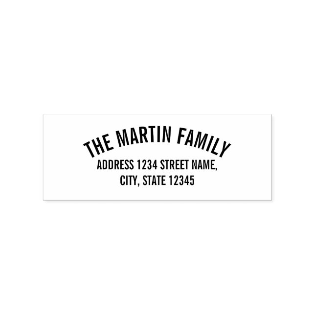 Family Name Bold Curved Text Return Address Rubber Stamp (Imprint)
