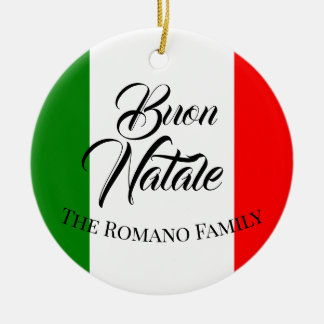 Family Name Buon Natale Italy Flag Ceramic Tree Decoration